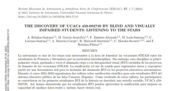 THE DISCOVERY OF UCAC4 459-092739 BY BLIND AND VISUALLY IMPAIRED STUDENTS: LISTENING TO THE STARS