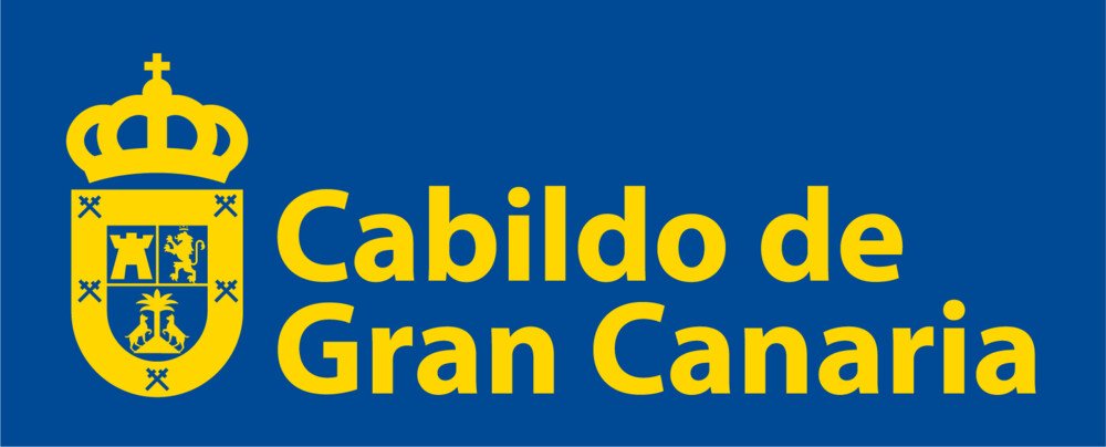 Logotipo del Cabildo de Gran Canaria: escudo y texto amarillos sobre fondo azul